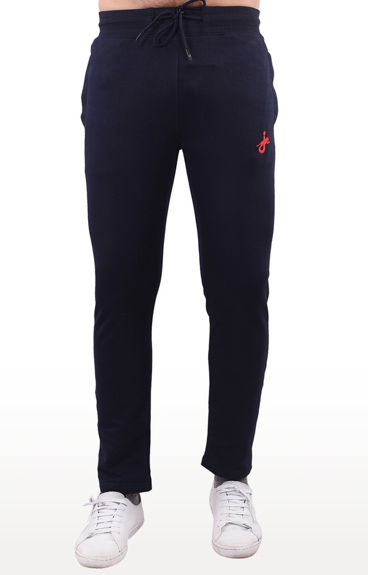 JAGURO | Navy Blue Polyester Solid Trackpant