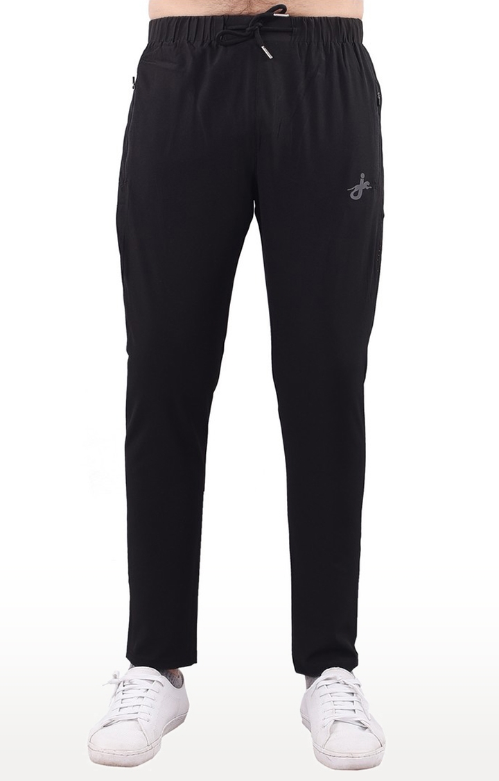 JAGURO | Black Polyester Solid Trackpant