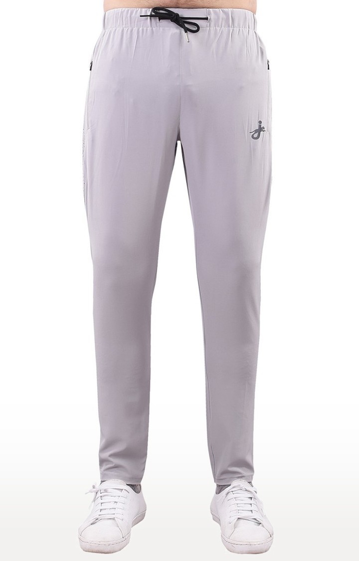 JAGURO | Light Grey Polyester Solid Track pant