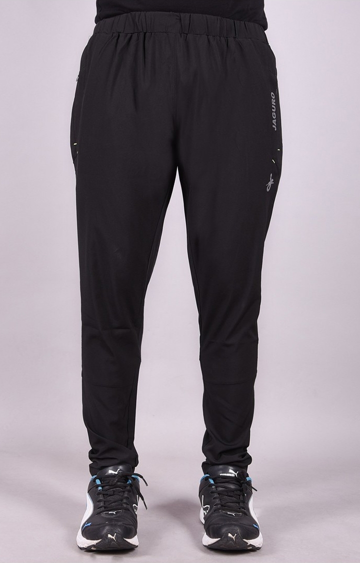 JAGURO | Black Polyester Solid Trackpant