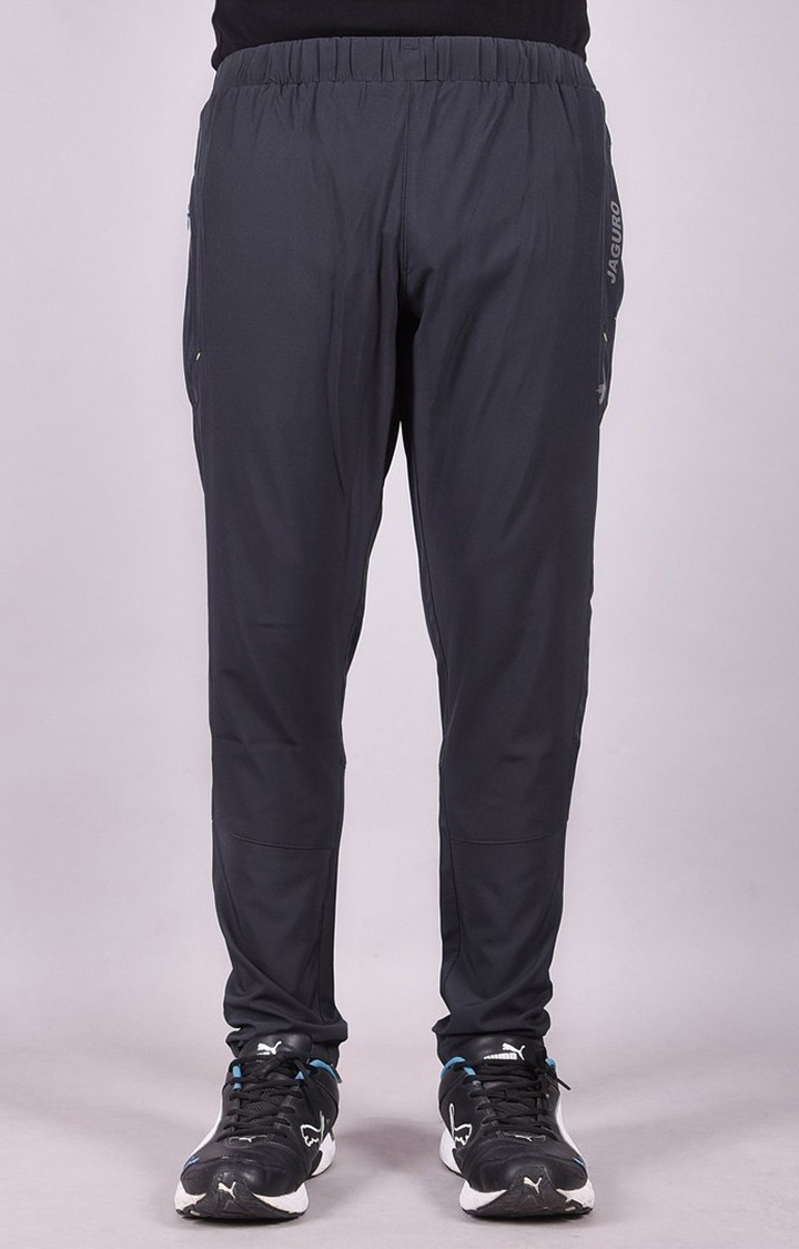JAGURO | Grey Polyester Solid Track pant