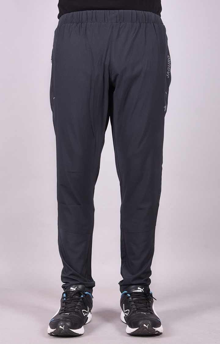 JAGURO | Grey Polyester Solid Trackpant
