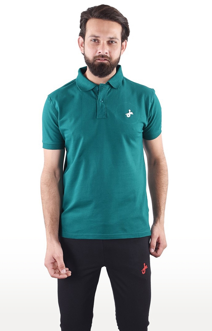 JAGURO | Green Solid Polo T-Shirt
