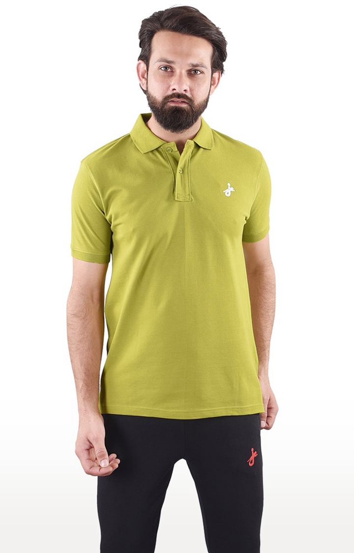 JAGURO | Olive Solid Polo T-Shirt