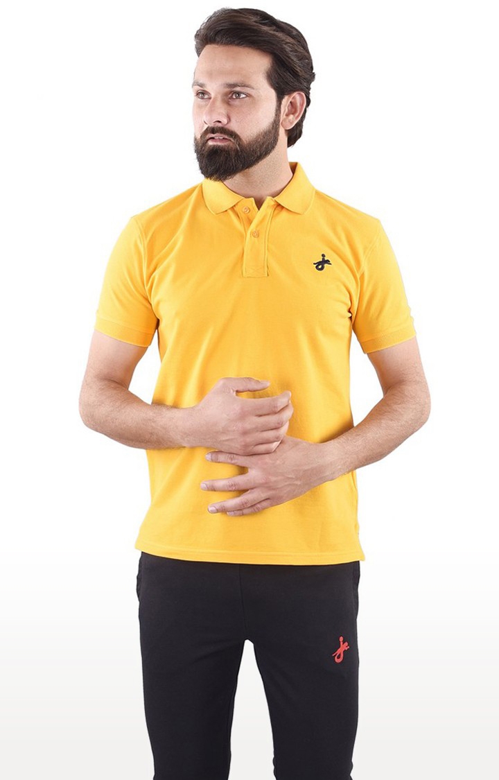 JAGURO | Yellow Solid Polo T-Shirt