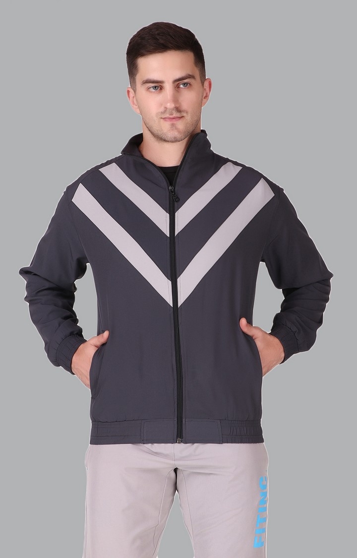 Fitinc | Fitinc Sports & Casual Dark Grey Jacket for Men with Zipper Pockets