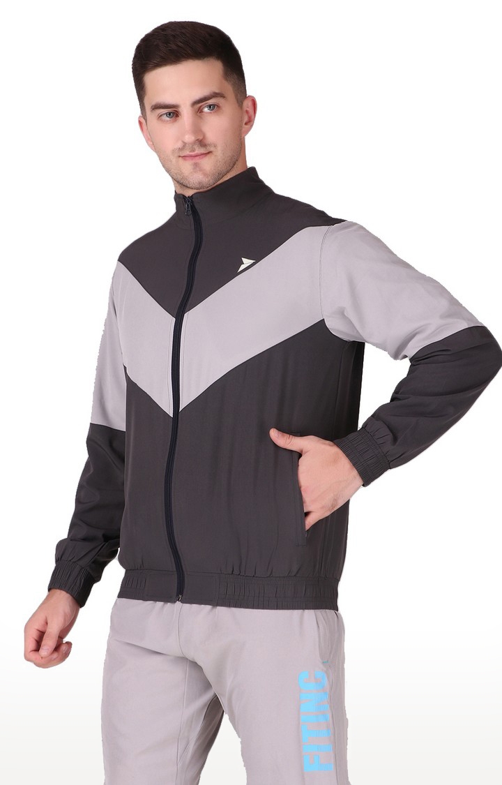 Fitinc Men’s Dark Grey Full Zip Jacket for Sports & Casual Occasion