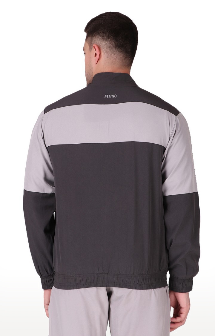 Fitinc Men’s Dark Grey Full Zip Jacket for Sports & Casual Occasion