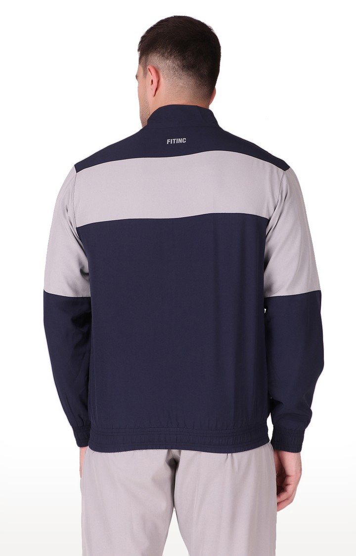 Fitinc Men’s Navy Blue Full Zip Jacket for Sports & Casual Occasion