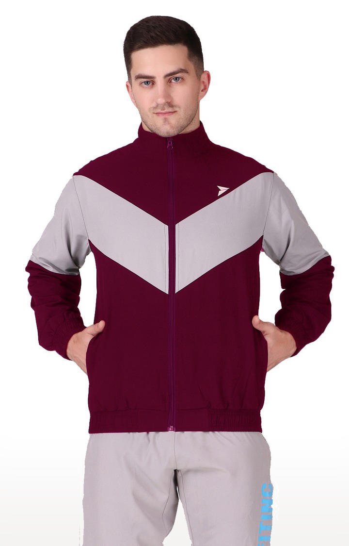Fitinc | Fitinc Men’s Wine Full Zip Jacket for Sports & Casual Occasion