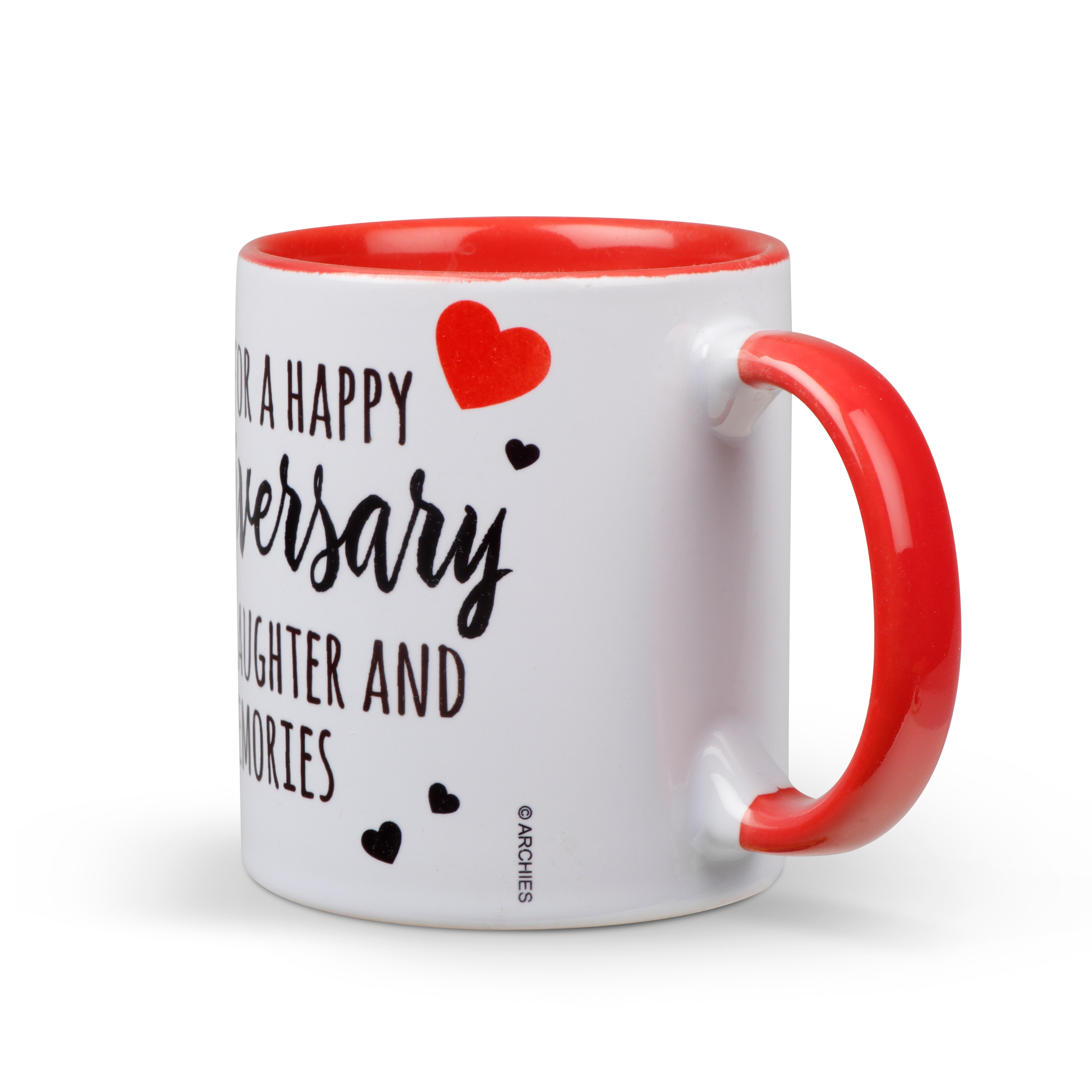 Archies | Archies KEEPSAKE MUG - A-IS FOR MY ANNIVERSIRY LOVE LAUGHTER AND MEMORIES Mug Coffee Cup White Printed Ceramic Gift  (12 x 11 x 9) (350 ml) 2