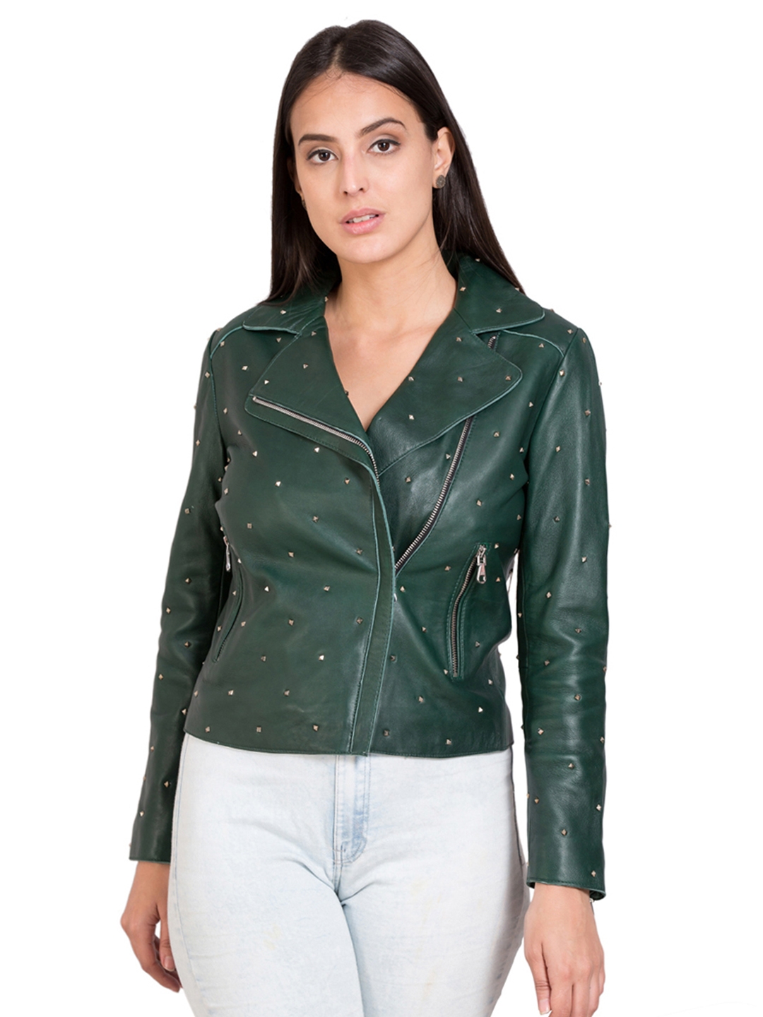 Justanned | Justanned Women Green Genuine Real Leather Jacket
