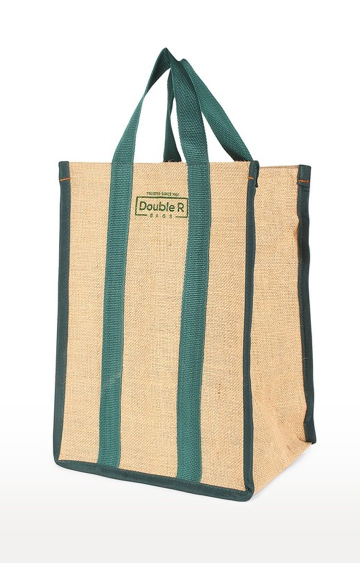 Double R Bags Jute Shopping/Grocery/Lunch Bag For Men And Women (Green) Pack Of 1