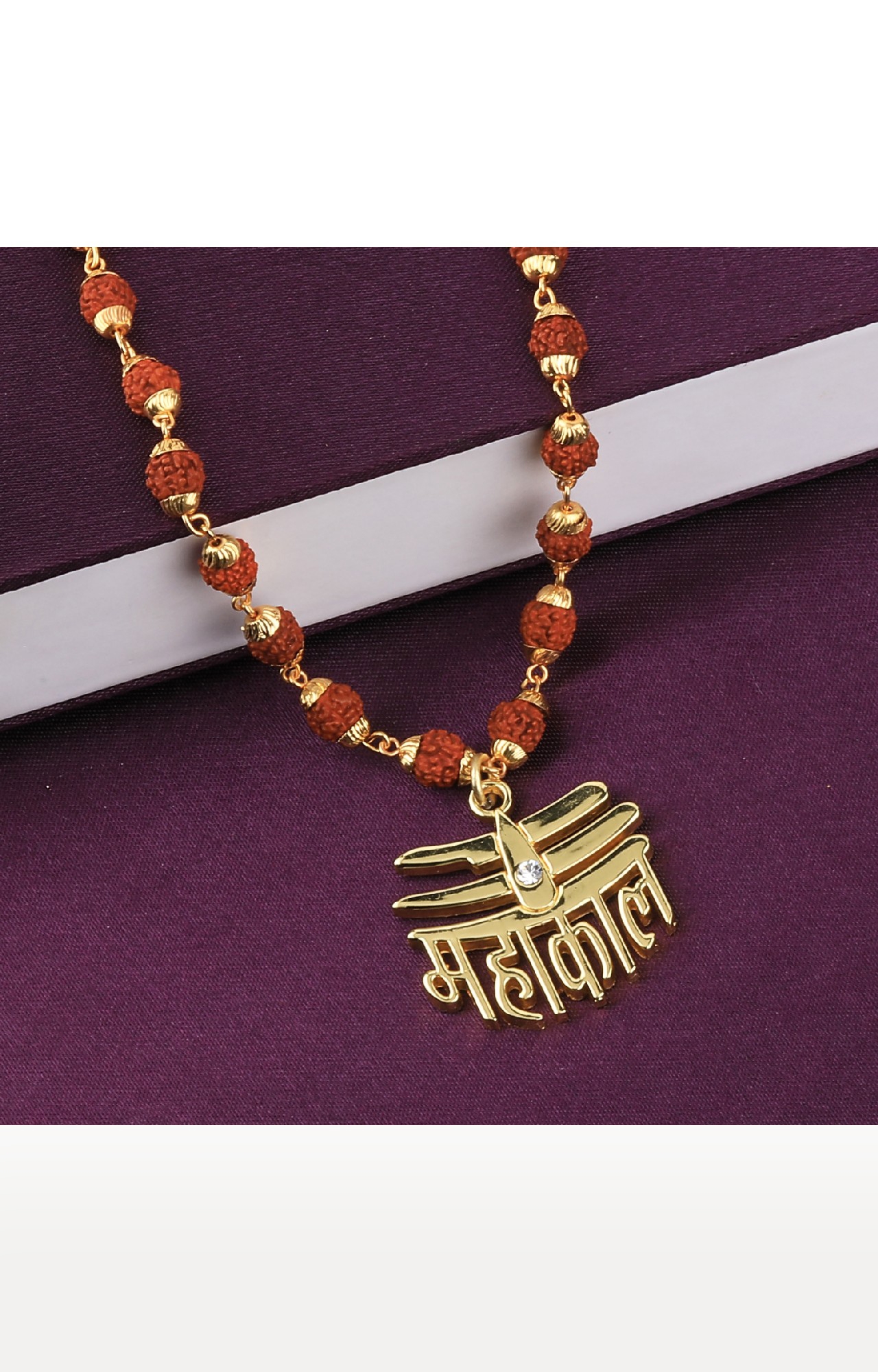 Gold Plated Loard Shiva Mahakal Locket with Rudraksha Mala for Men and Women