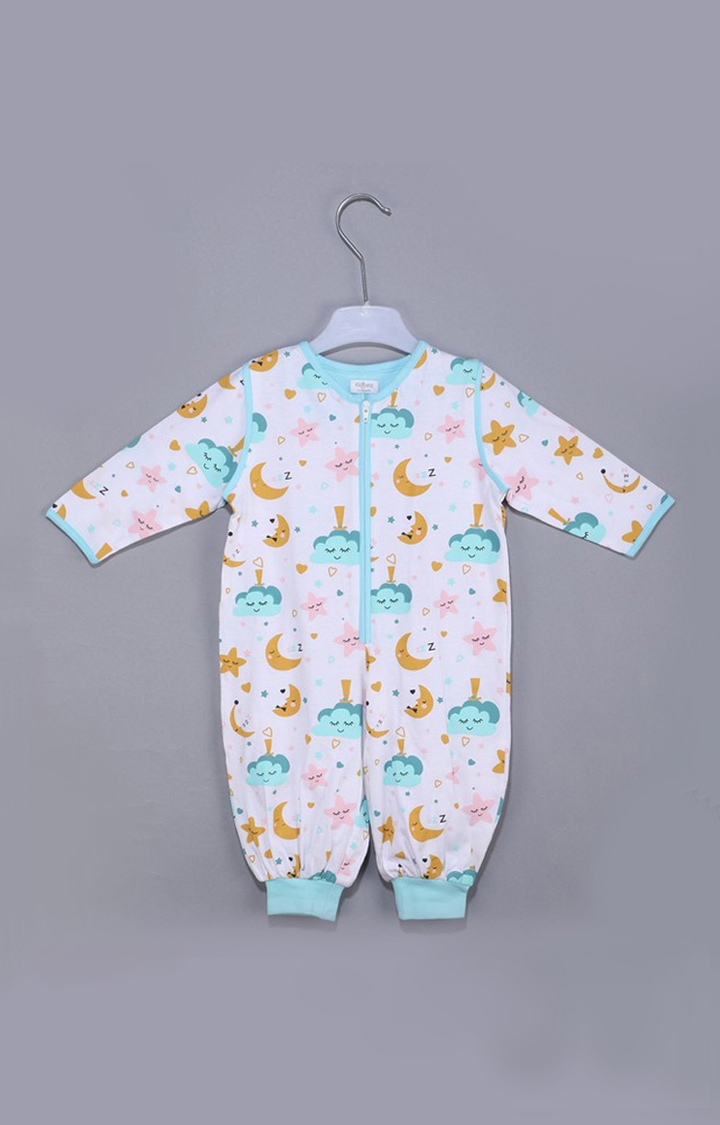 Kidbea | Kidbea New Born Baby Boy Blue Printed Nightwear For Boys