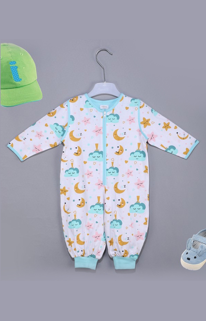 Kidbea | Kidbea® New Born Baby Boy Blue Color Printed Nightwear For Boys