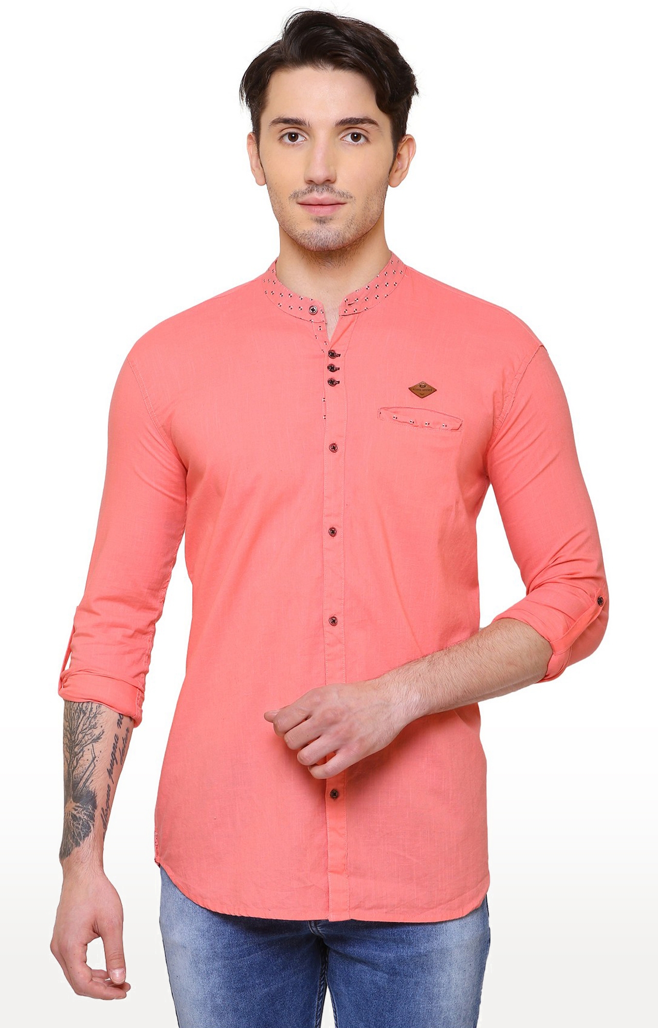 Kuons Avenue Men's Rose Pink Linen Cotton Shirt