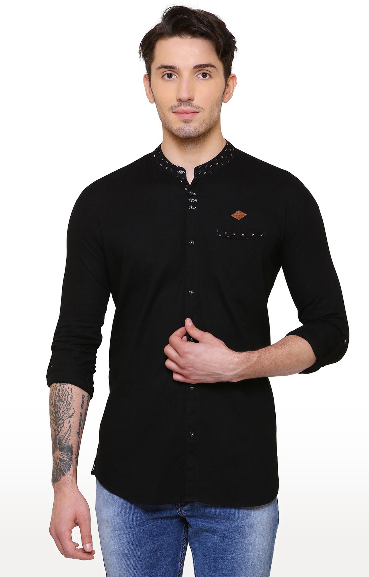Kuons Avenue Men's Black Linen Cotton Shirt