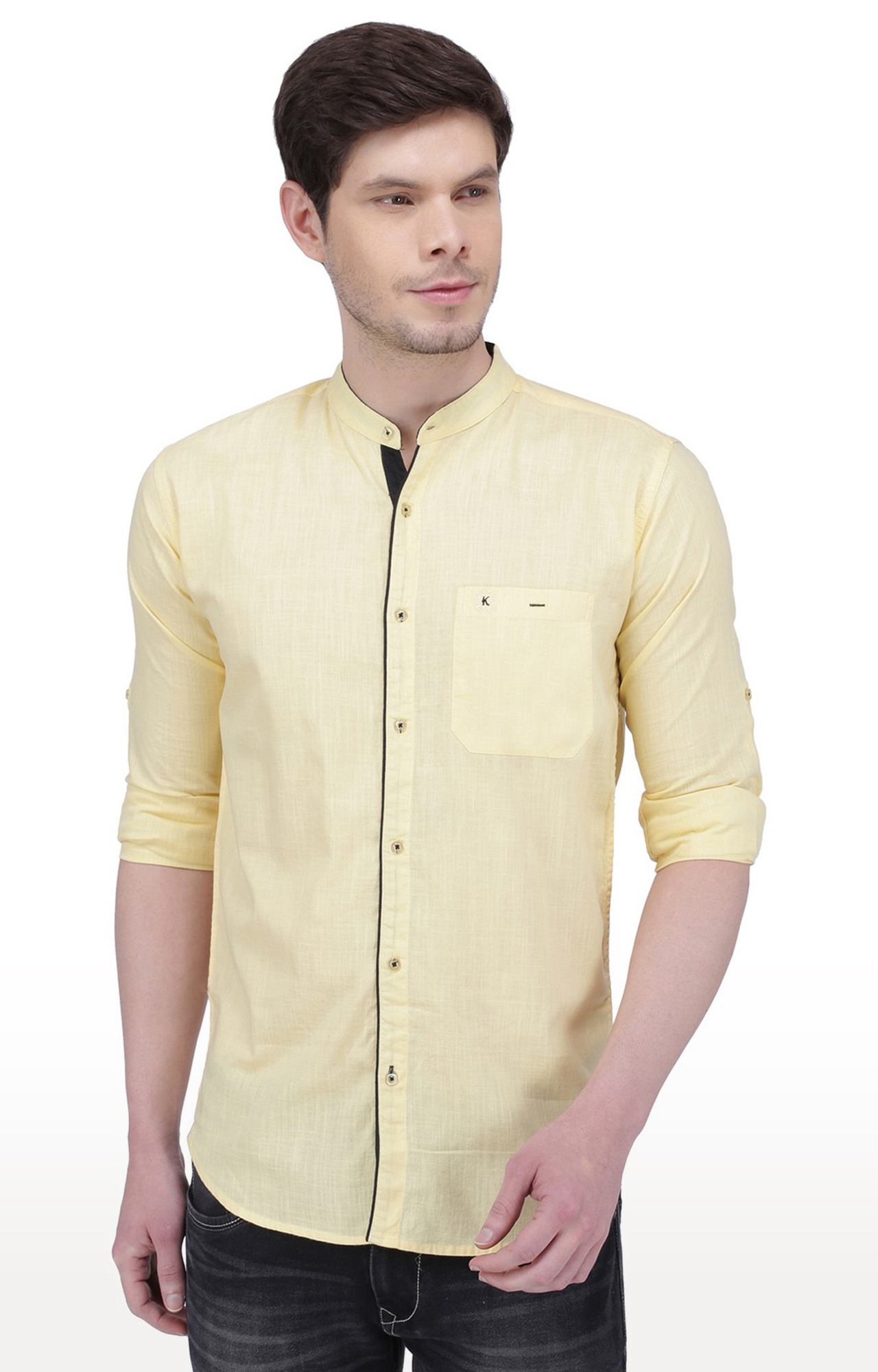 Kuons Avenue | Kuons Avenue Men's Cream Yellow Linen Cotton Casual Shirt