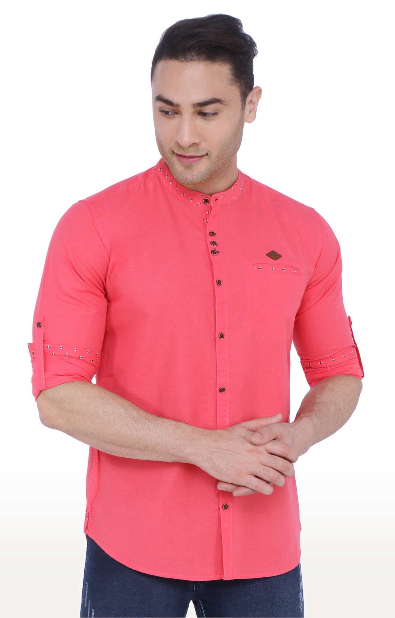 Kuons Avenue | Kuons Avenue Men's Salmon Pink Linen Cotton Shirt