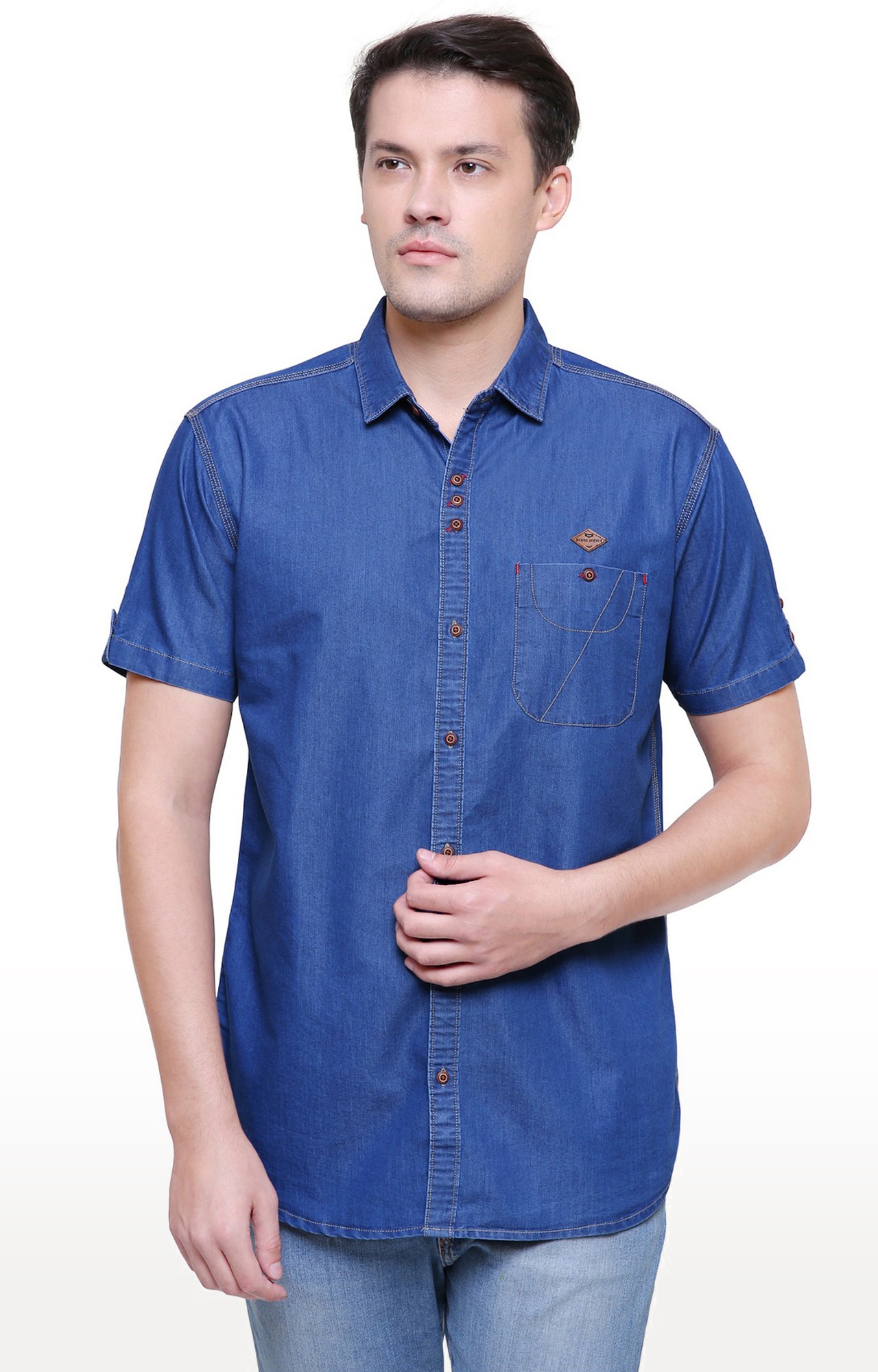 Kuons Avenue Men's True Blue Half Sleeve Denim Shirt