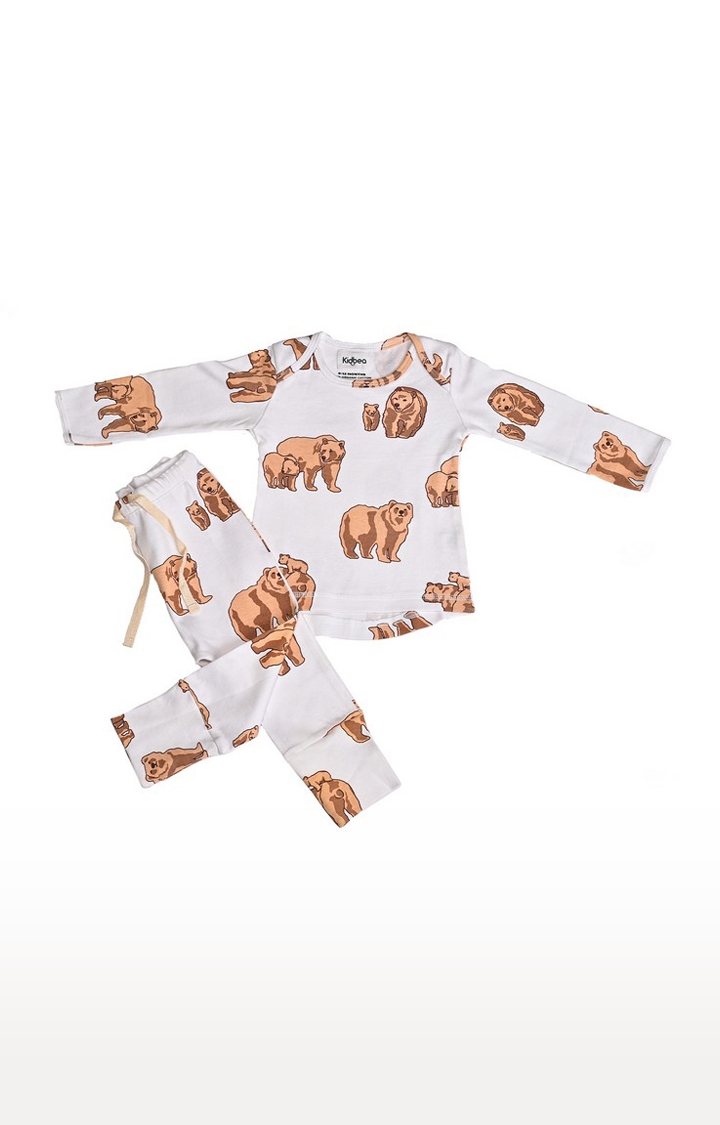 Kidbea | Kidbea Organic Cotton Bear Printed T-Shirt with Pyjama Set