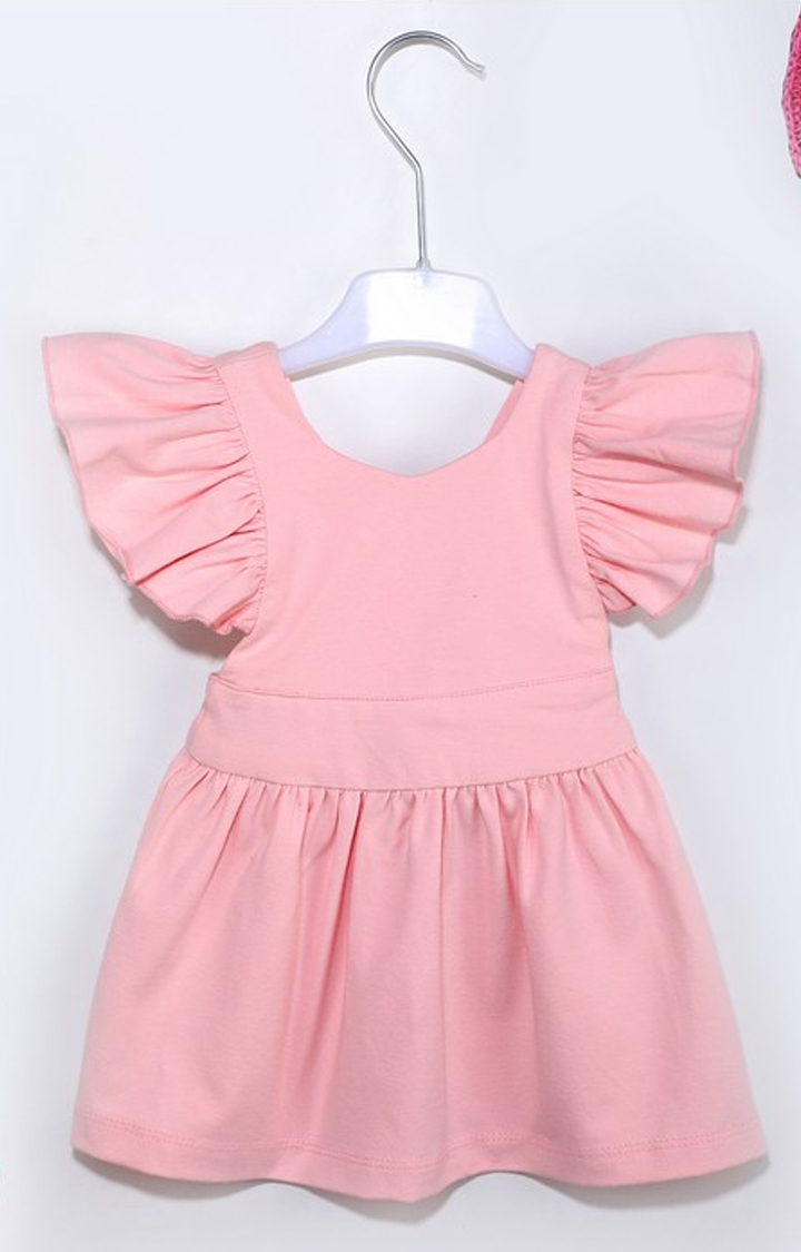 Kidbea | Kidbea® New Born Baby'S Girl Pink Color Knee Length Dress For Girls