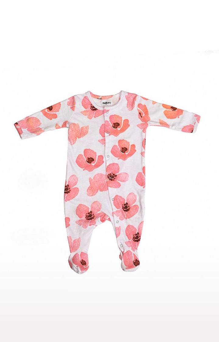Kidbea | Kidbea Organic Cotton Poppy Flower Printed Bodysuit with Footies