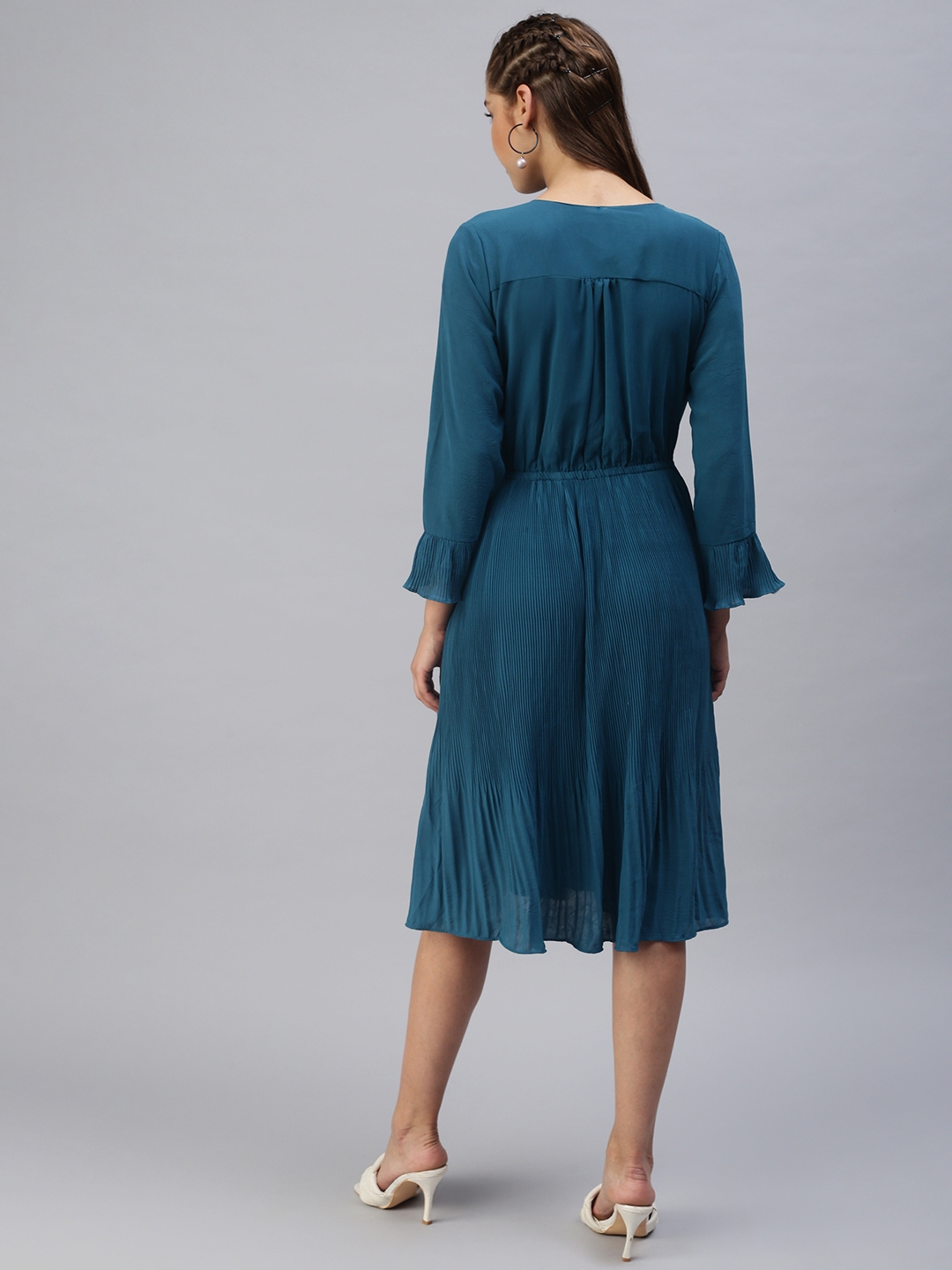 Women's Blue Georgette Solid Dresses