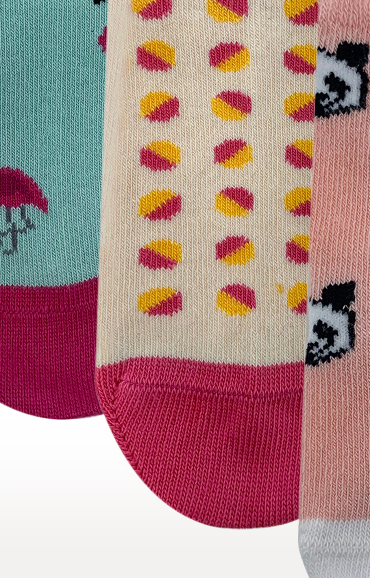 Mint & Oak Pink Delight Cotton Multi Ankle Length Socks for Kids - Pack of 3