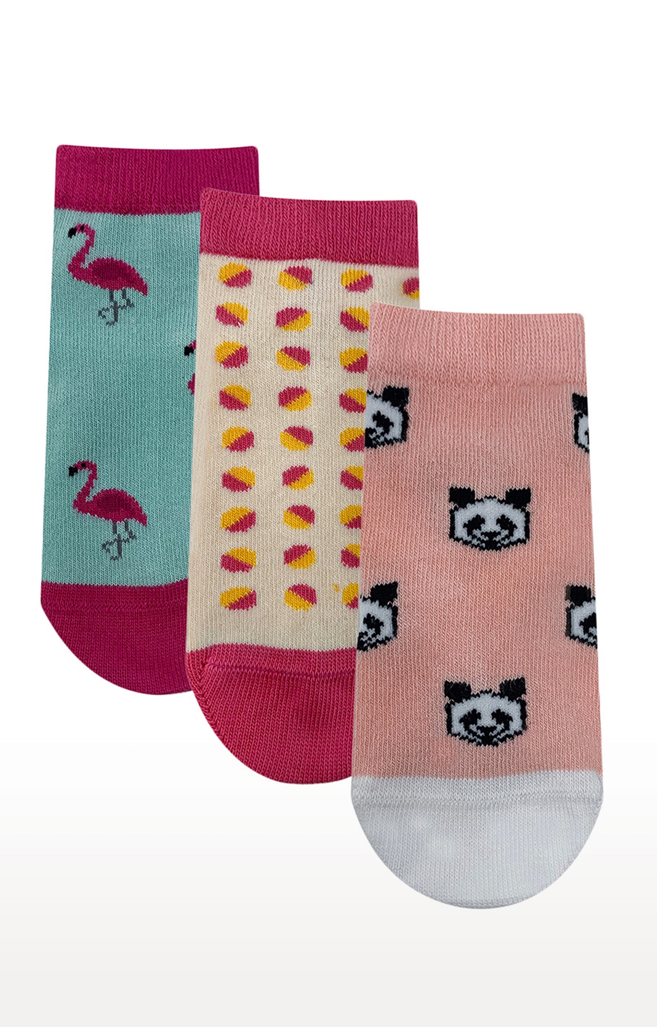Mint & Oak Pink Delight Cotton Multi Ankle Length Socks for Kids - Pack of 3