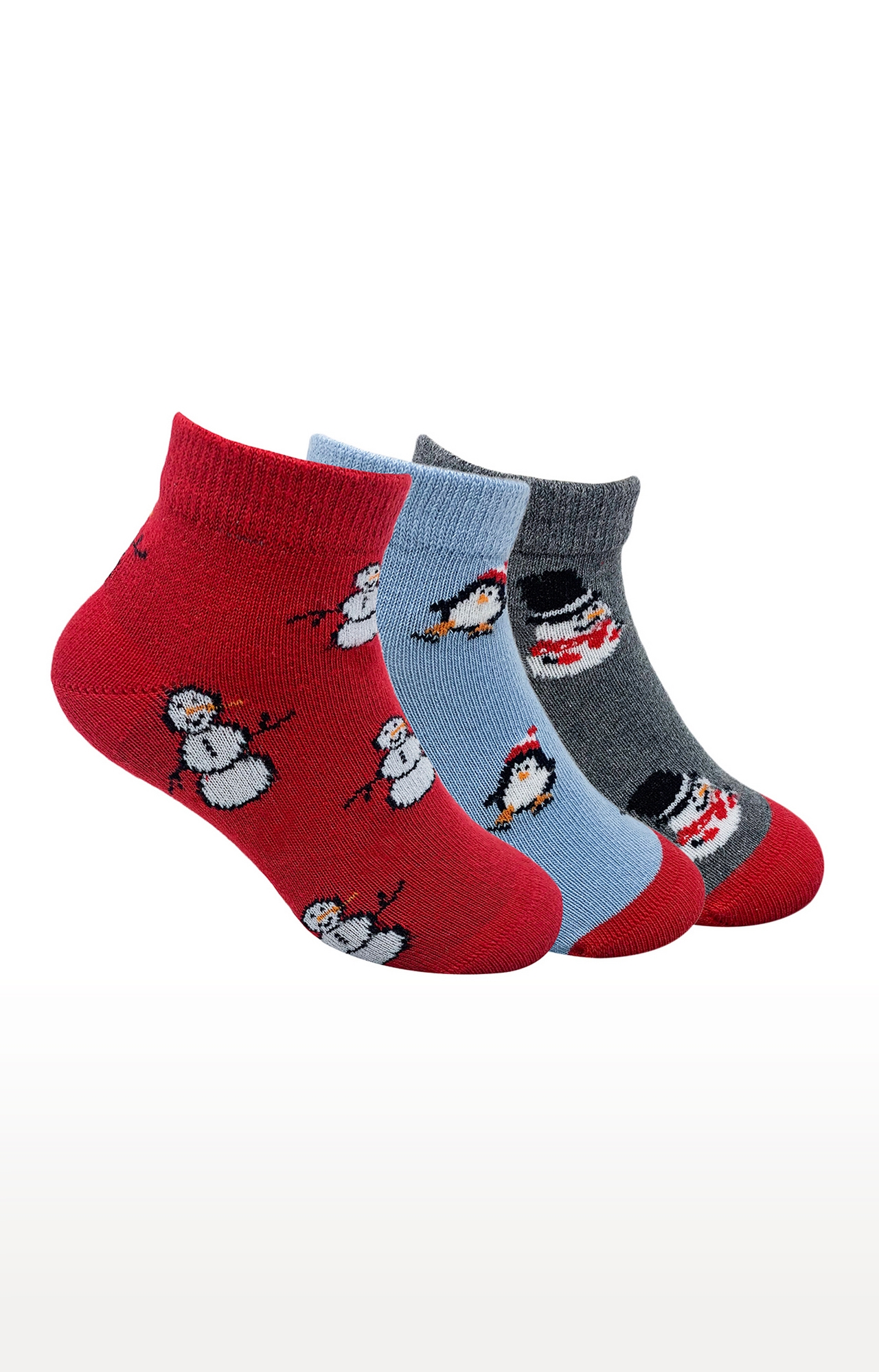 Mint & Oak | Mint & Oak Christmas Spirit Cotton Multi Ankle Length Socks for Kids - Pack of 3