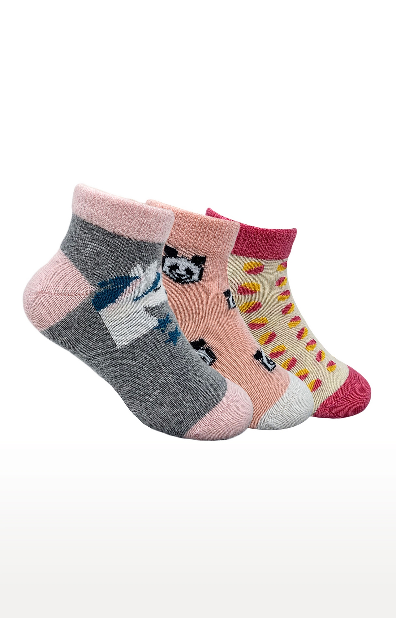Mint & Oak Pretty In Pink Cotton Multi Ankle Length Socks for Kids - Pack of 3