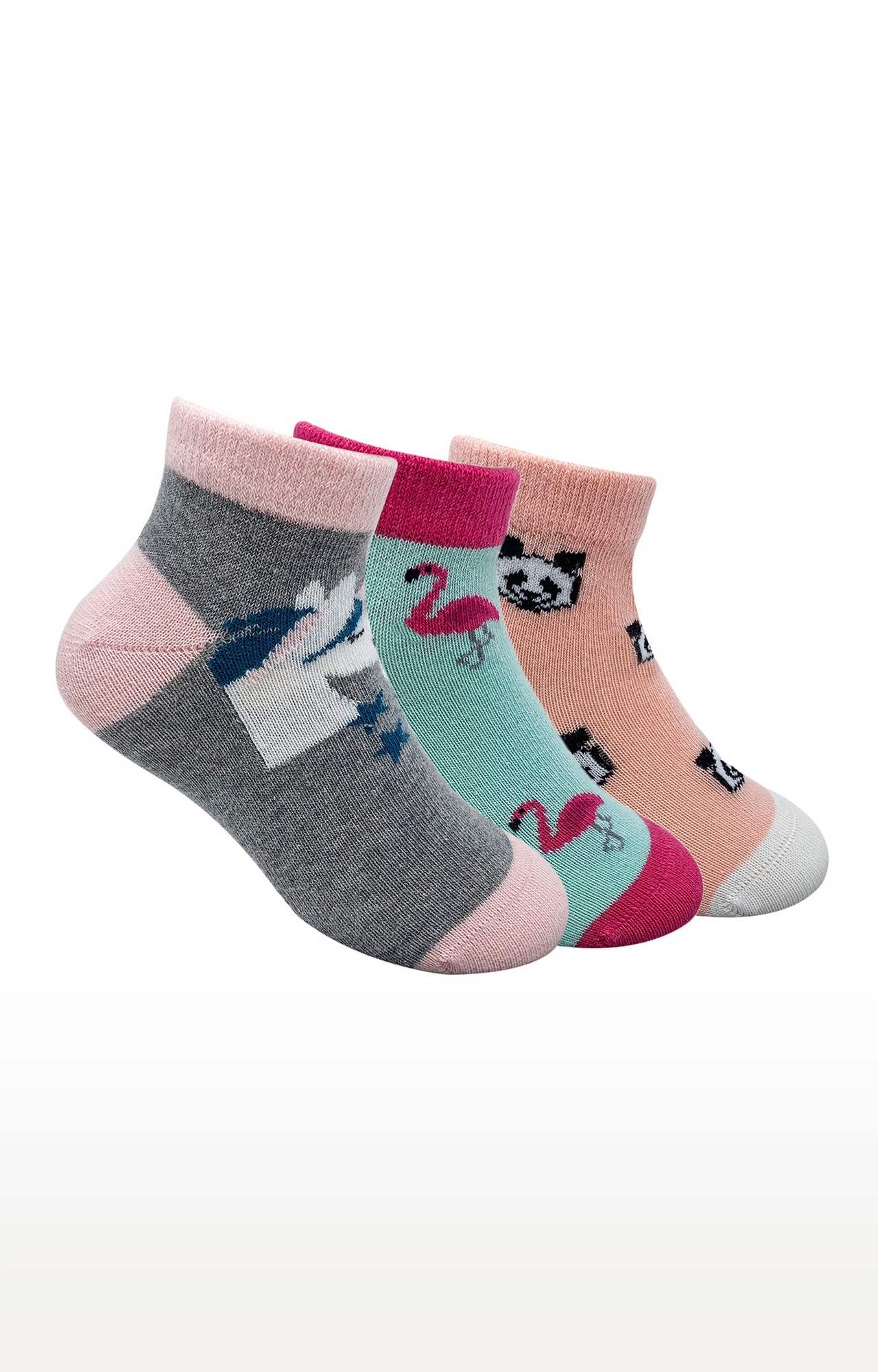 Mint & Oak Magical Feeling Cotton Multi Ankle Length Socks for Kids - Pack of 3