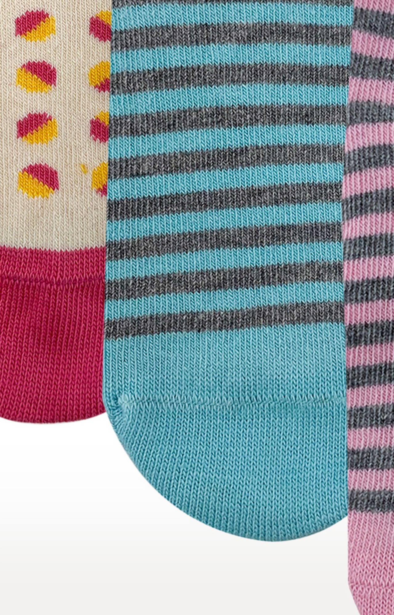 Mint & Oak Dots & Stripe Cotton Multi Ankle Length Socks for Kids - Pack of 3