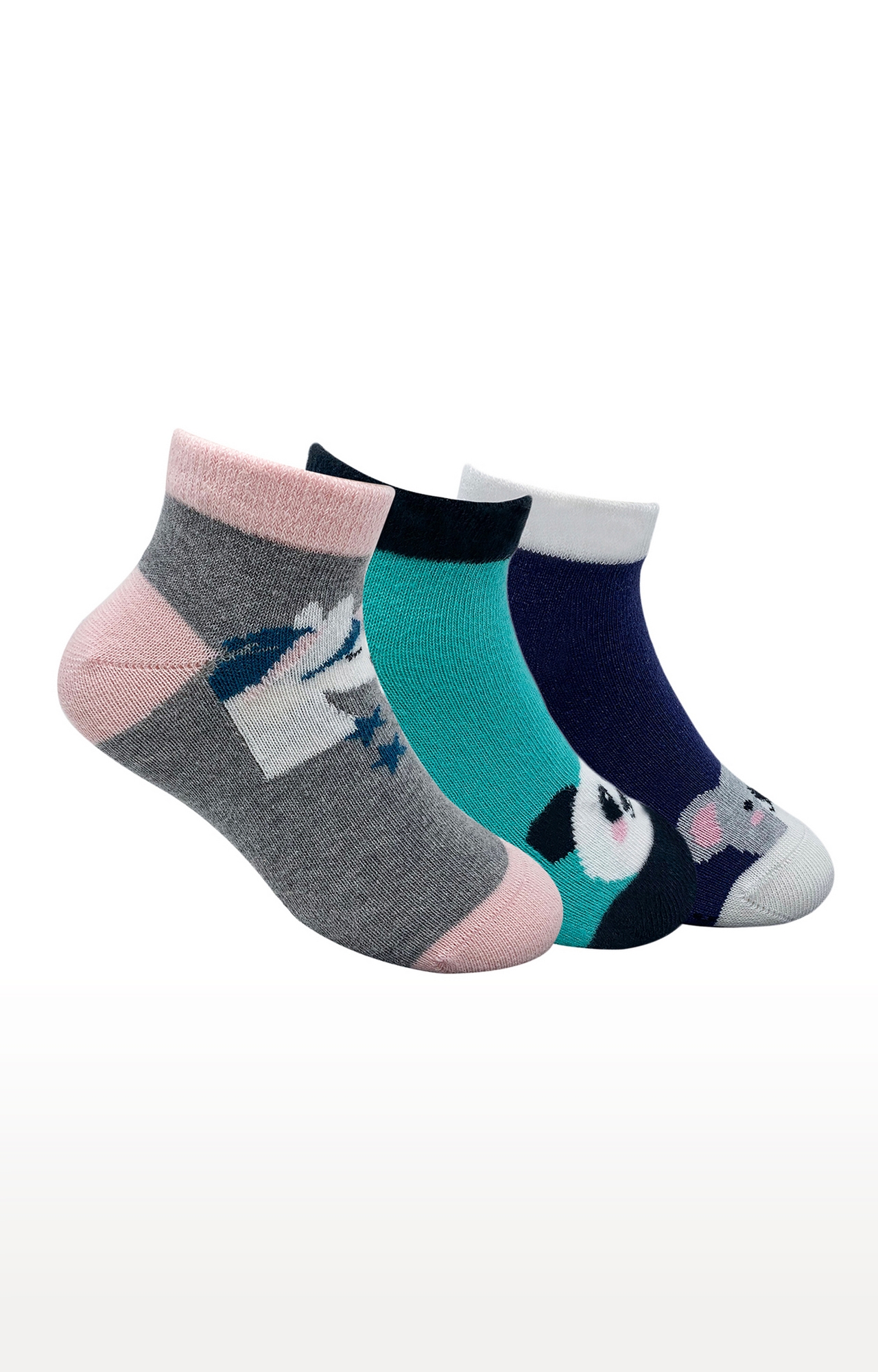 Mint & Oak Oh So Cool Cotton Multi Ankle Length Socks for Kids - Pack of 3