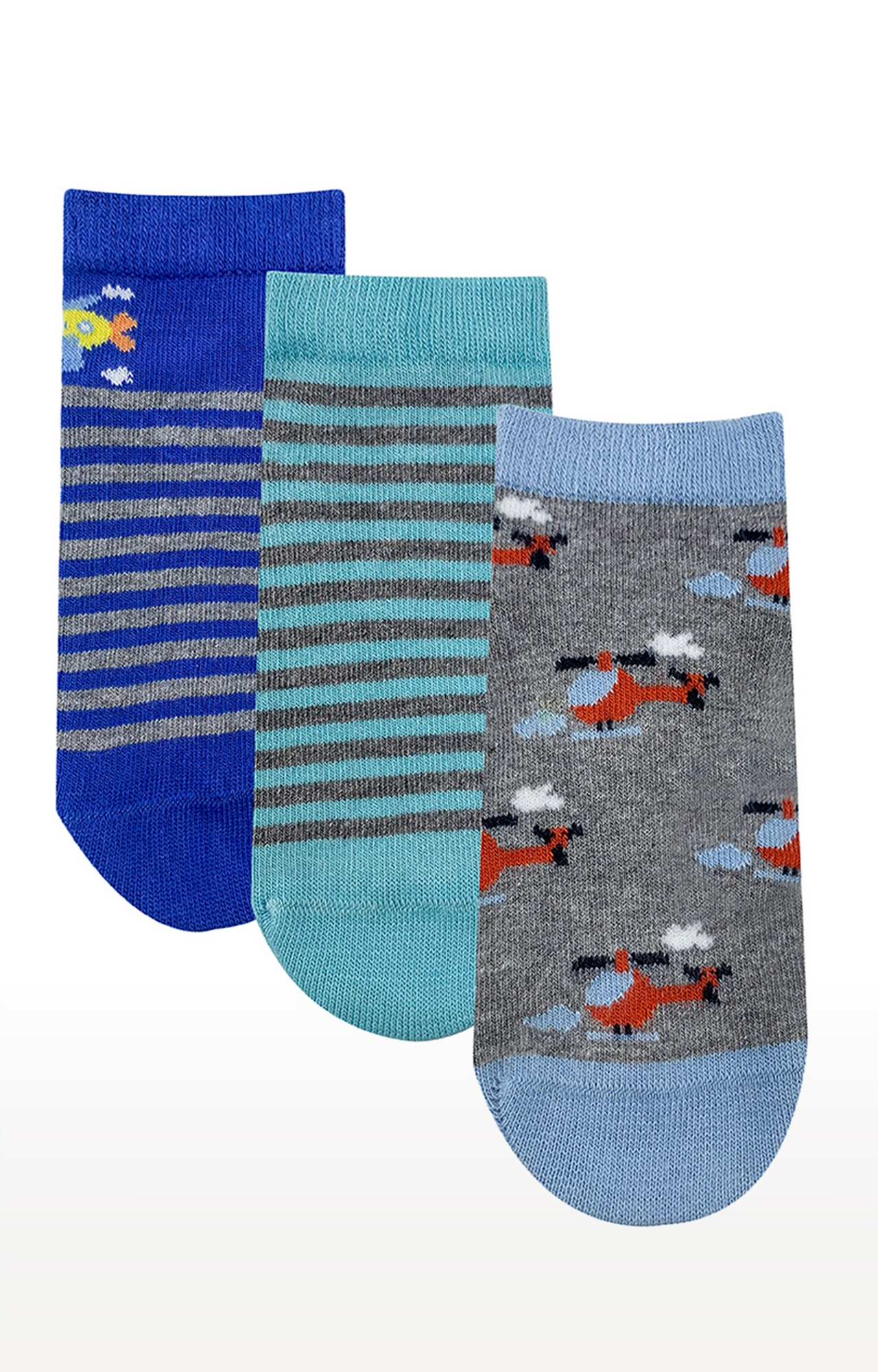 Mint & Oak Up In The Sky Cotton Multi Ankle Length Socks for Kids - Pack of 3