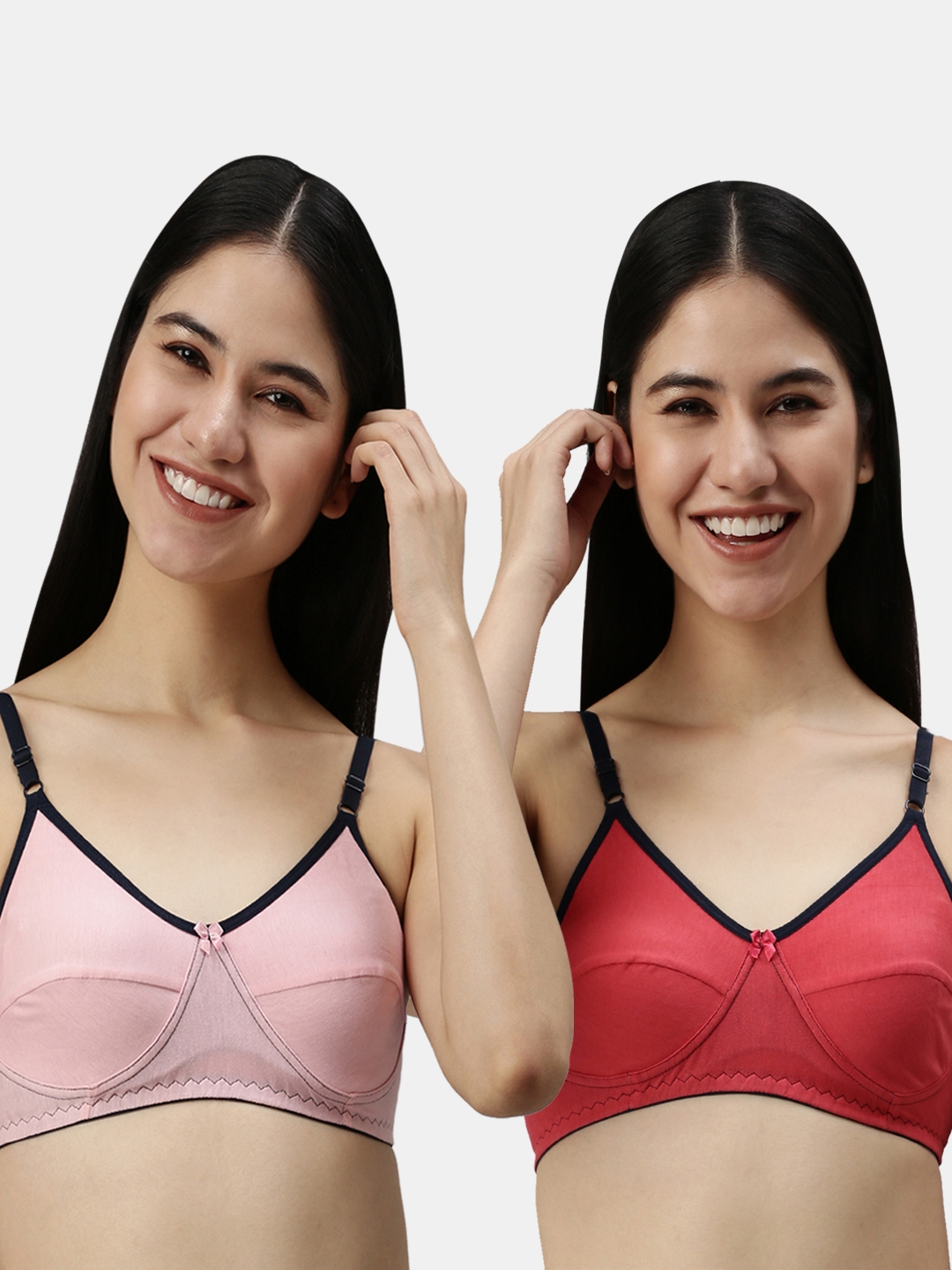 Kryptic | Kryptic womens Pack of 2 Baby pink & Fushcia pink 100% cotton solid   Non- padded bra 