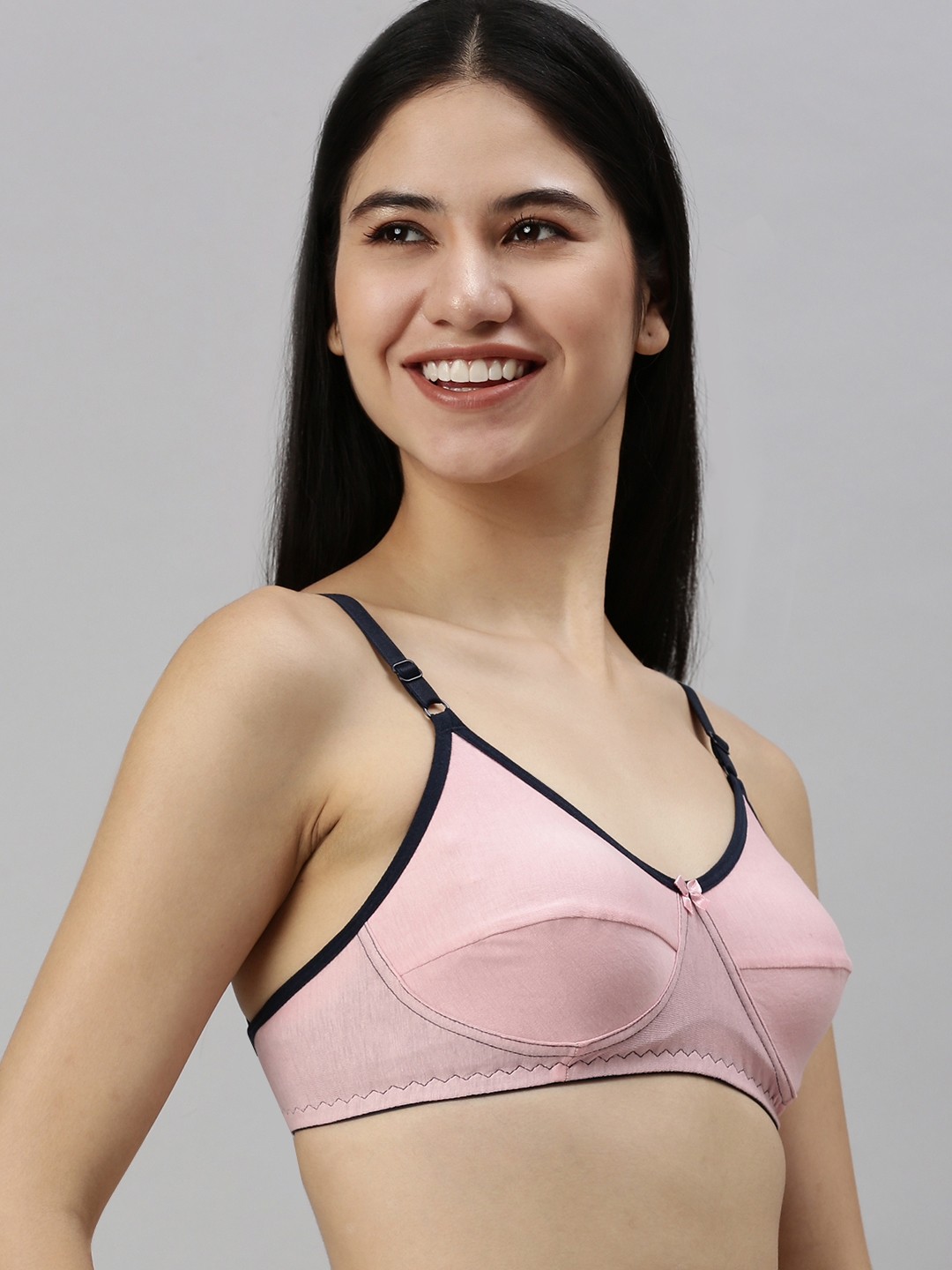 Kryptic womens Pack of 2 Baby pink & Mustard 100% cotton solid   Non- padded bra 