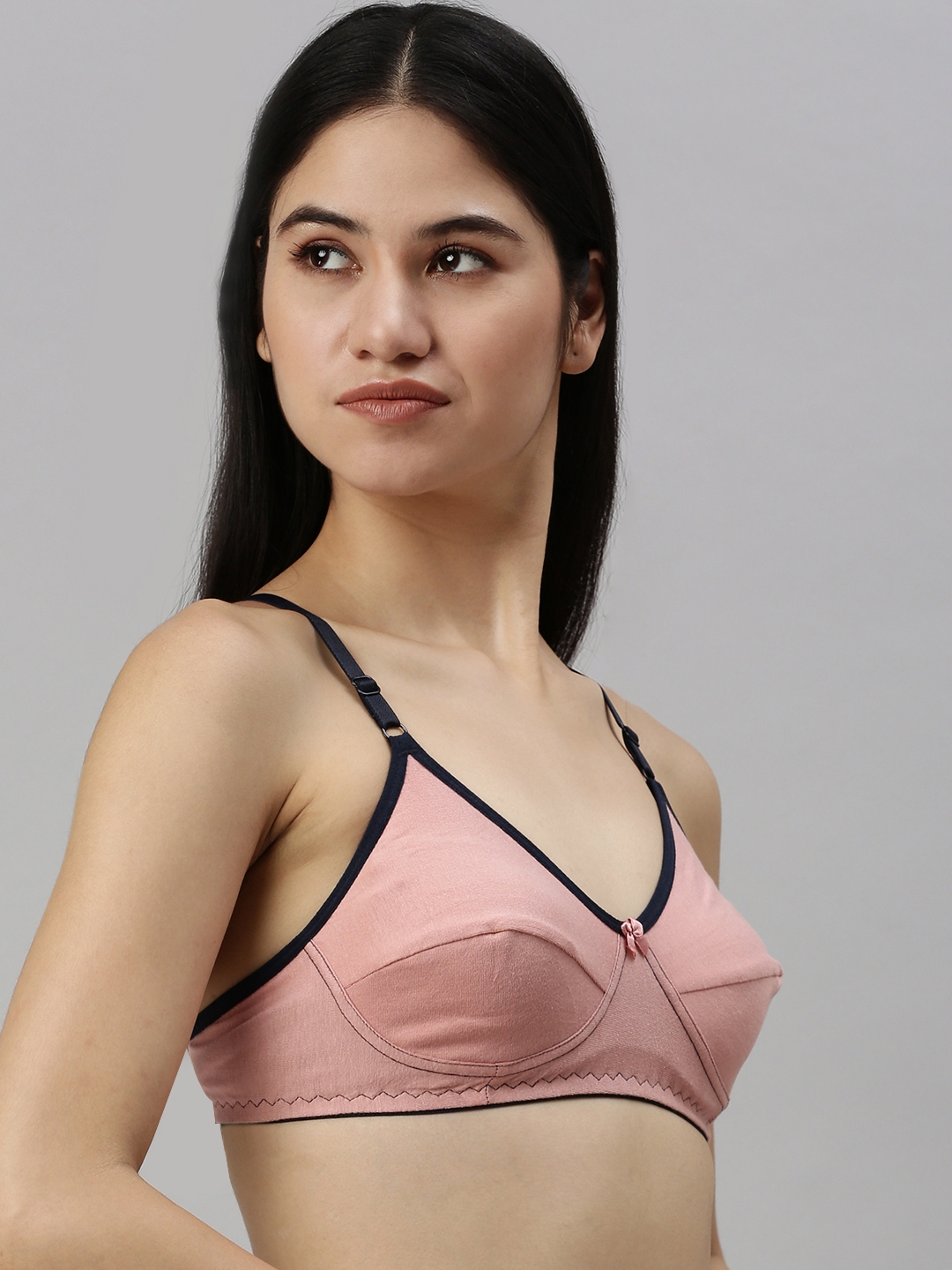 Kryptic | Kryptic womens Pack of 3 Pista green,Baby pink & Dusty pink 100% cotton solid   Non- padded bra  5