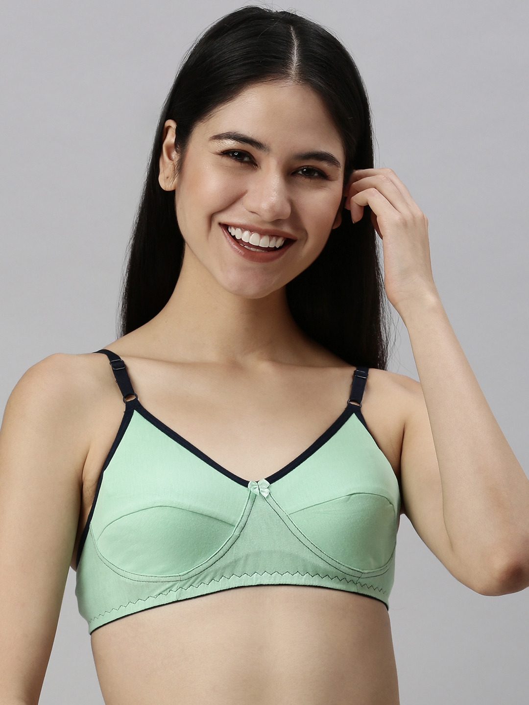 Kryptic | Kryptic womens Pack of 3 Pista green,Baby pink & Dusty pink 100% cotton solid   Non- padded bra  2