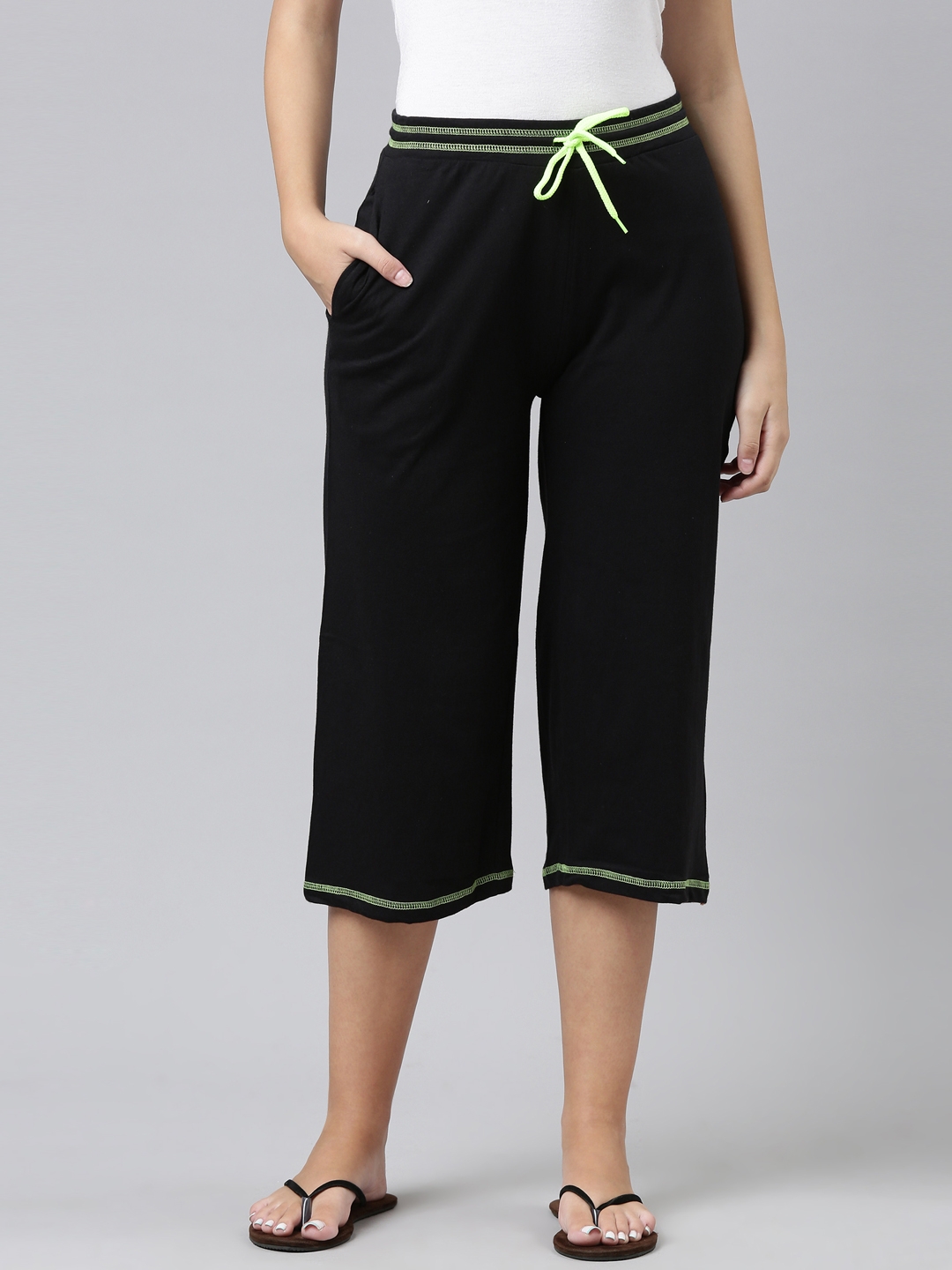 Kryptic | Kryptic womens 100% cotton solid culotte lounge pant