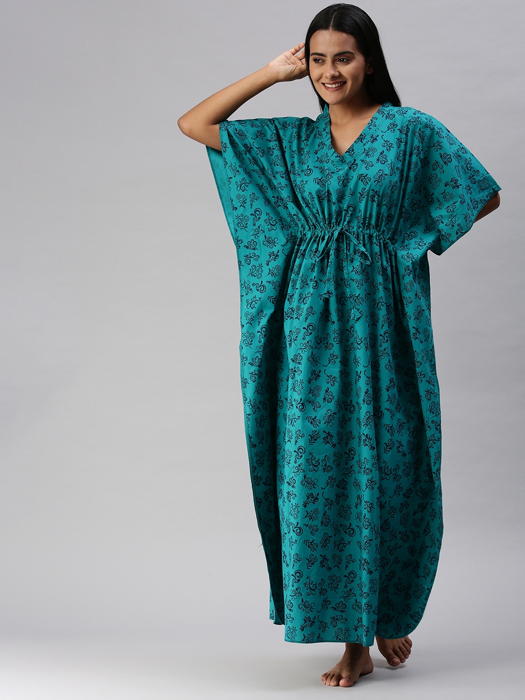 Kryptic | Kryptic womens 100% Cotton printed kaftan nightdress