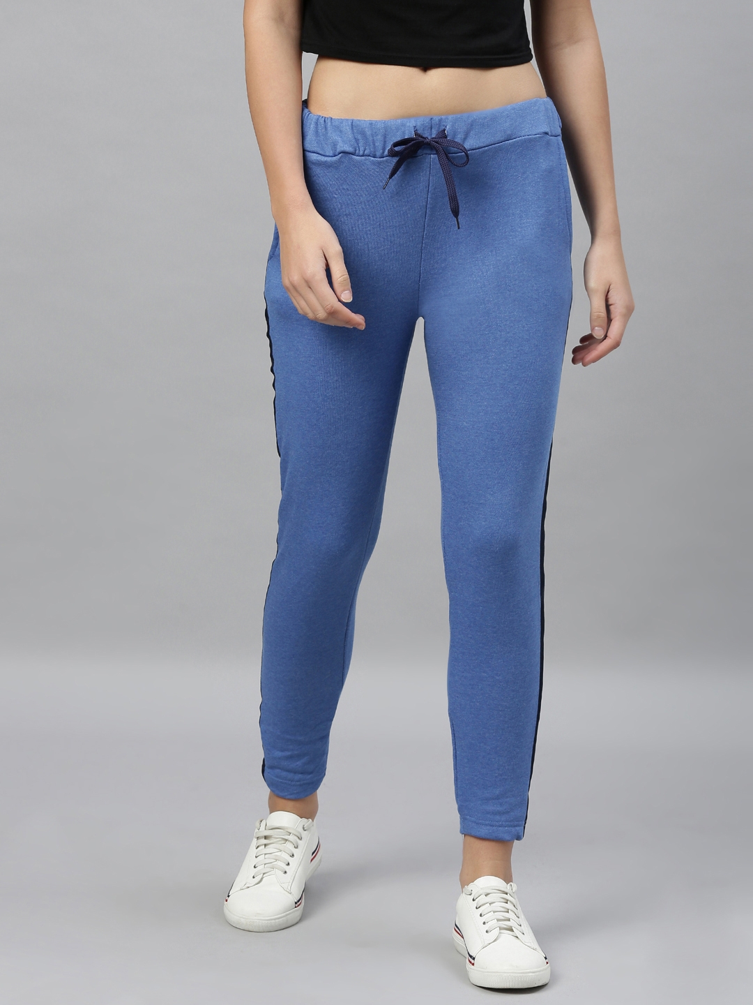 Kryptic | Kryptic Womens 100% Cotton Solid Trackpant with Side Tape Detailing
