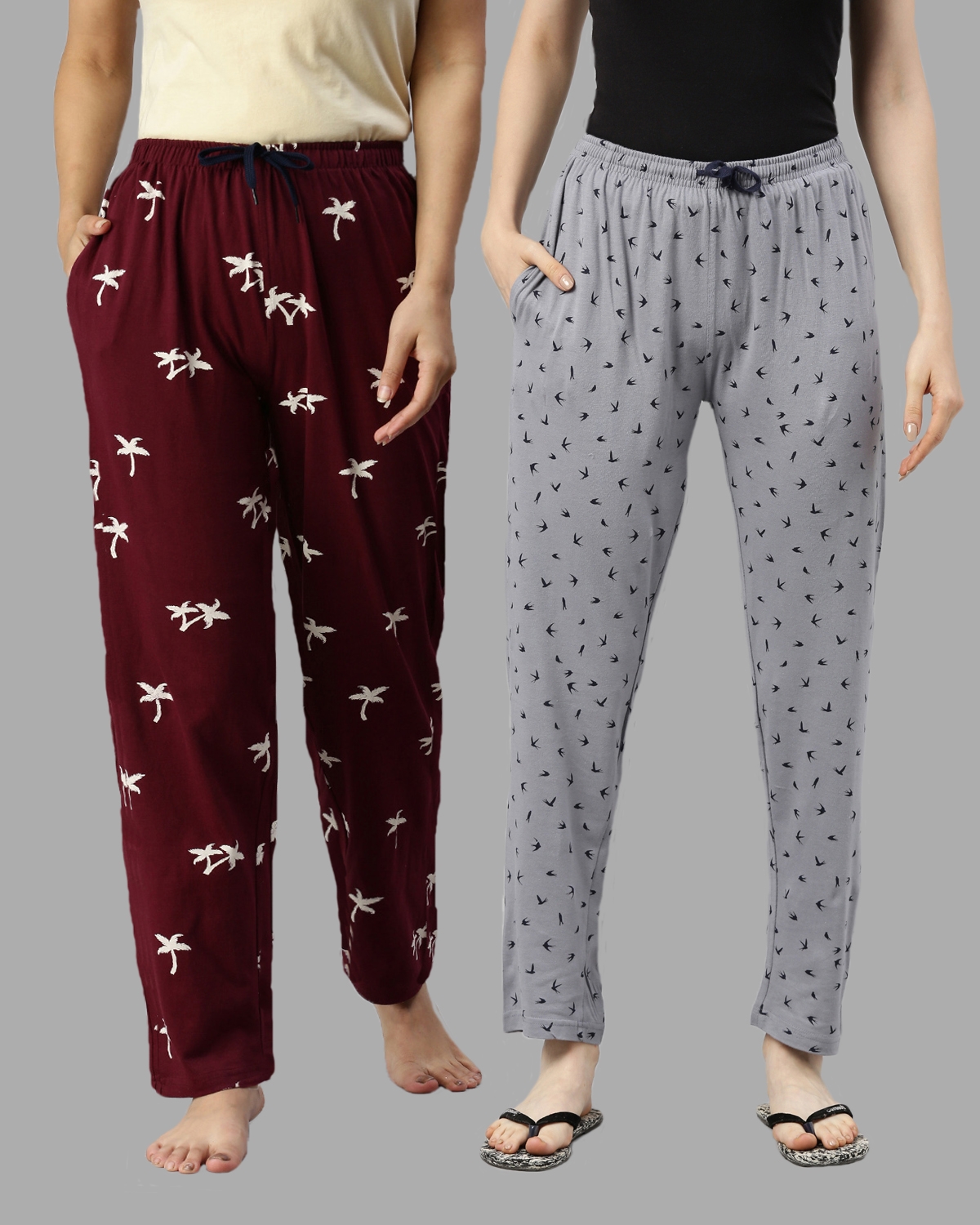 Kryptic | Kryptic Womens 100% Cotton Full Length Lounge Pants - Pack of 2