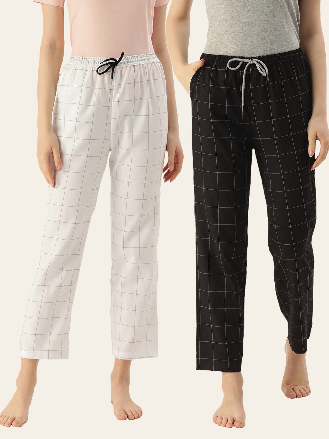 Kryptic | Kryptic Women's 100% Cotton Checked Lounge Pants - Pack of 2