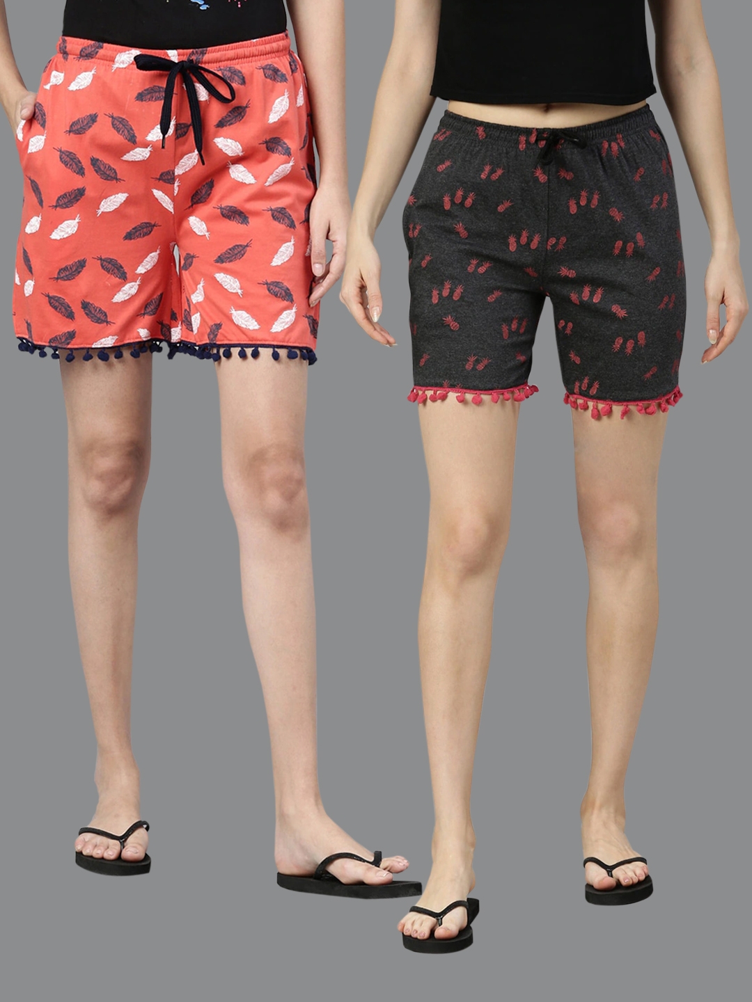 Kryptic | Kryptic Women's 100% Cotton Printed Shorts - Pack of 2
