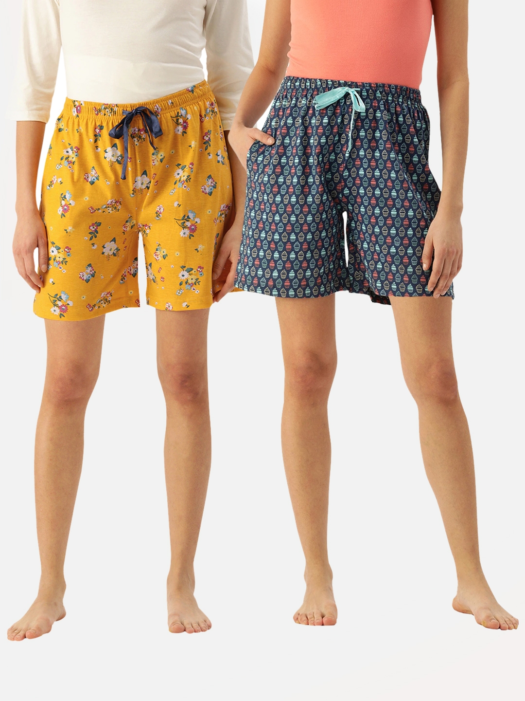 Kryptic Women 100% Cotton Printed Shorts Combo Pack of 2