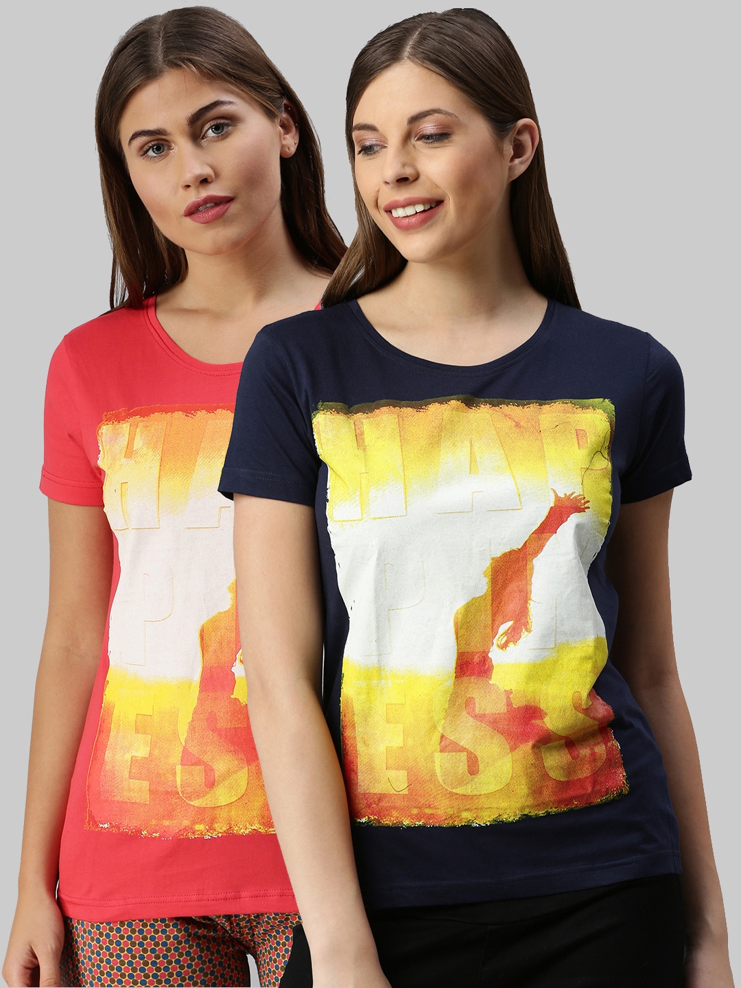 Kryptic | Red & Blue Printed Activewear T-Shirts
