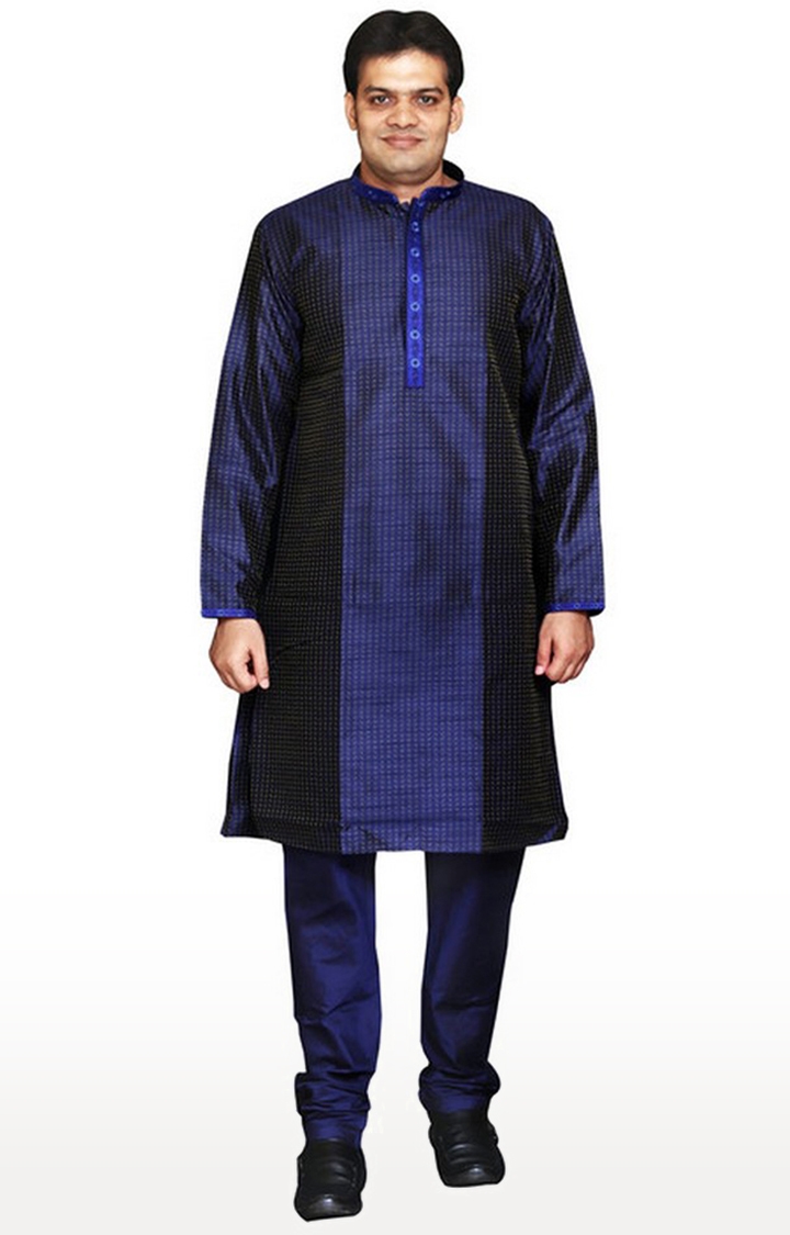 Sreemant | Sreemant Blended Silk Woven Blue Kurta for Men